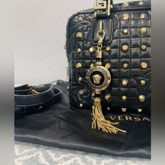 Versace Nappa Barocco Quilted Studded Vanitas Demetra in Black - Picture 2 of 11